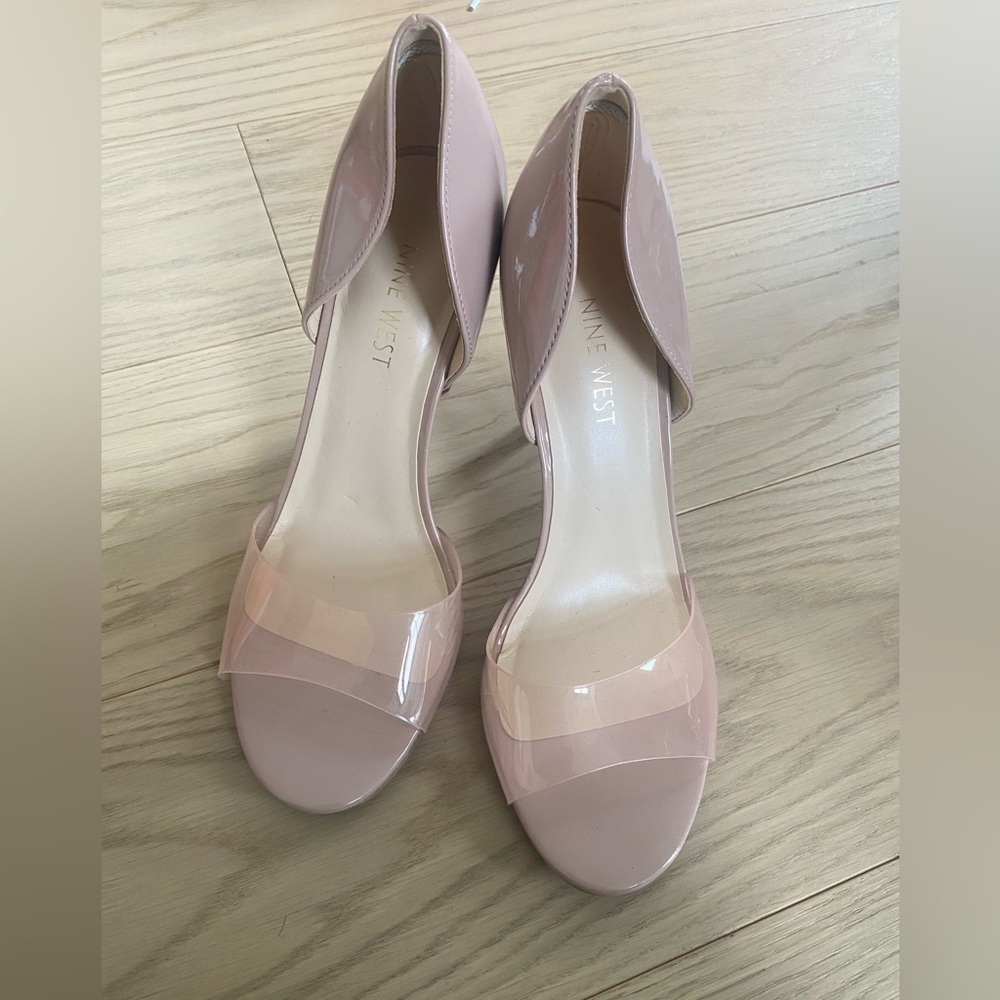 Nine West Blush Pink Patent & Clear D'Orsay Heels